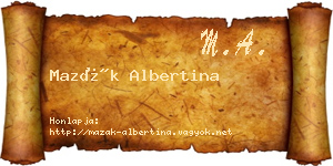Mazák Albertina névjegykártya